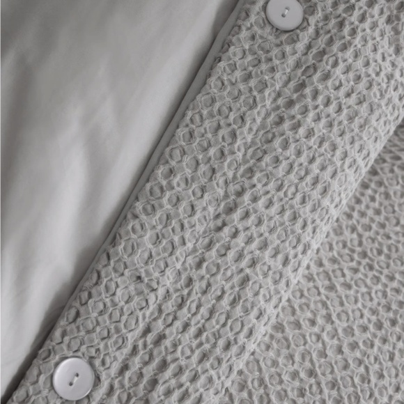 NWT Quince King Luxe Waffle Duvet Cover Set With 2 Shams in Light Grey - Picture 6 of 7
